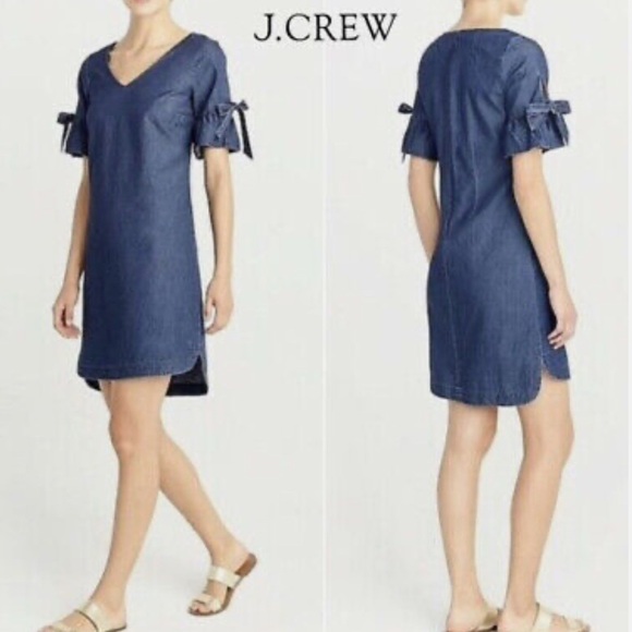 J Crew Chambray Short Bell Sleeve Shift Mini Dress size XXS - Picture 9 of 9